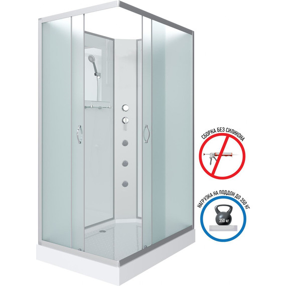 Гидробокс Niagara Classic 110x80 см NG-43185-14QBKG, серебро/матовое (безсиликоновая сборка) фото 2