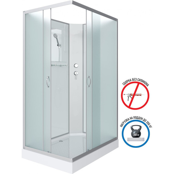 Душевая кабина Niagara Classic 100x80 см NG-43085-14QBK, серебро/матовое (безсиликоновая сборка) фото 2