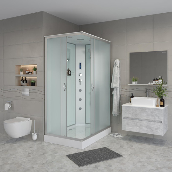 Гидробокс Niagara Classic 110x80 см NG-43185-14QF, серебро/матовое (безсиликоновая сборка) фото 3