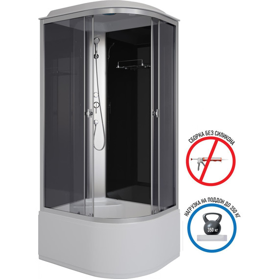Душевая кабина Niagara Eco 90x80 см E90/80/40L/TN, хром матовый/тонированное (безсиликоновая сборка) фото 