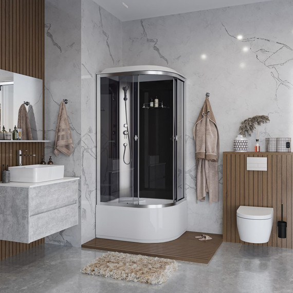 Душевая кабина Niagara Eco 90x80 см E90/80/40L/TN, хром матовый/тонированное (безсиликоновая сборка) - 3 Душевая кабина Niagara Eco 90x80 см E90/80/40L/TN, хром матовый/тонированное (безсиликоновая сборка) фото 3