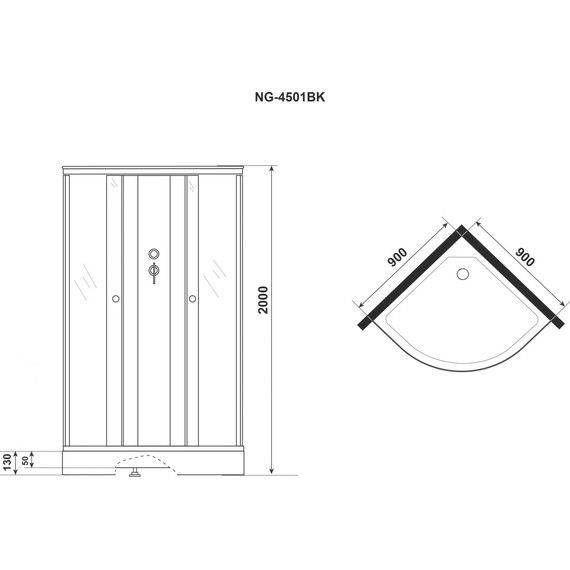 Душевая кабина Niagara Eco 90x90 см E90/13/TN/BK, хром матовый/тонированное (безсиликоновая сборка) - 4 Душевая кабина Niagara Eco 90x90 см E90/13/TN/BK, хром матовый/тонированное (безсиликоновая сборка) фото 4