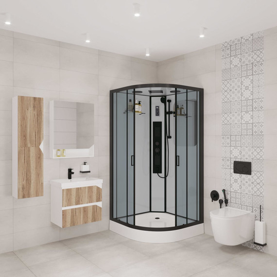 Гидробокс Niagara Premium 100x100 см NG-6902-01G BLACK, матовый черный/тонированное фото 2