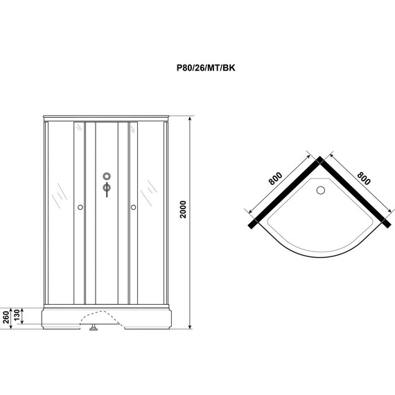 Душевая кабина Niagara Promo 80x80 см P80/26/MT/BK, белый/матовое (безсиликоновая сборка) фото 4