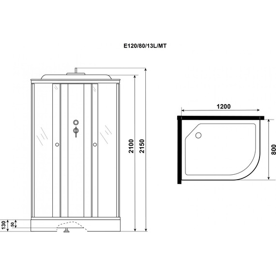 Душевая кабина Niagara Eco 120x80 см E120/80/13L/MT, хром матовый/матовое (безсиликоновая сборка) фото 4