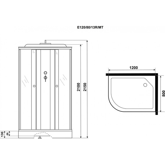 Душевая кабина Niagara Eco 120x80 см E120/80/13R/MT, хром матовый/матовое (безсиликоновая сборка) фото 4