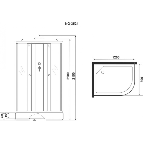 Душевая кабина Niagara Eco 120x80 см E120/80/26L/TN, хром матовый/тонированное (безсиликоновая сборка) фото 4