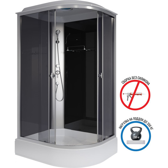 Душевая кабина Niagara Eco 120x80 см E120/80/26L/TN, хром матовый/тонированное (безсиликоновая сборка) фото 