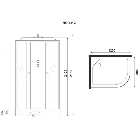 Душевая кабина Niagara Eco 120x80 см E120/80/13L/TN, хром матовый/тонированное (безсиликоновая сборка) фото 4