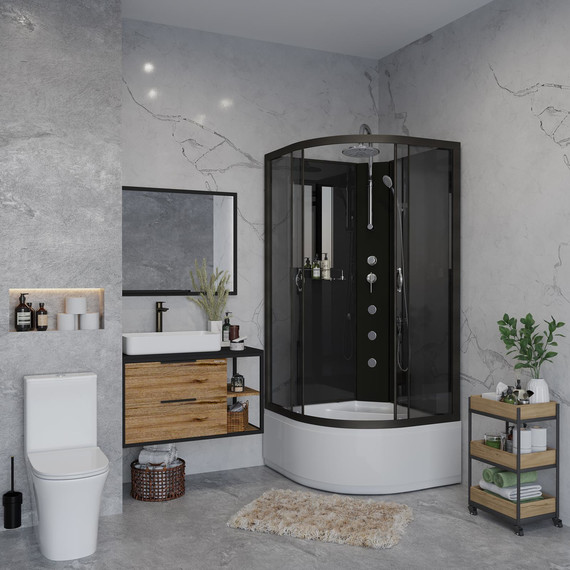 Гидробокс Niagara Classic 90x90 см NG-6508-14BKTG, чёрный/тонированное (безсиликоновая сборка) фото 3