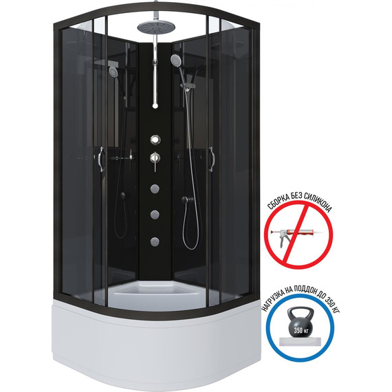 Гидробокс Niagara Classic 90x90 см NG-6508-14BKTG, чёрный/тонированное (безсиликоновая сборка) фото 2