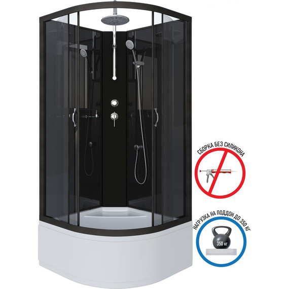 Душевая кабина Niagara Classic 90x90 см NG-6508-14BKT, чёрный/тонированное (безсиликоновая сборка) фото 2