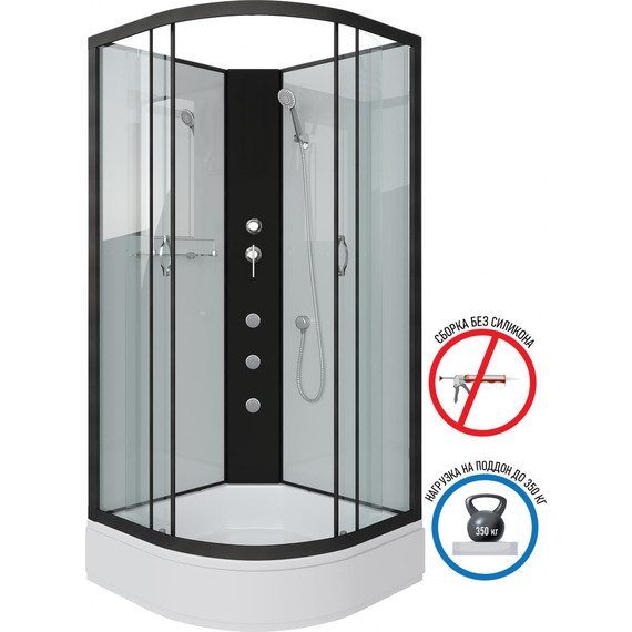 Гидробокс Niagara Classic 100x100 см NG-6702-14BKG, чёрный/прозрачное (безсиликоновая сборка) фото 2