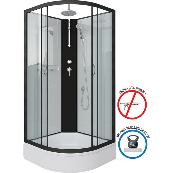 Душевая кабина Niagara Classic 100x100 см NG-6702-14BKT, чёрный/прозрачное (безсиликоновая сборка) - 2 Душевая кабина Niagara Classic 100x100 см NG-6702-14BKT, чёрный/прозрачное (безсиликоновая сборка) фото 2