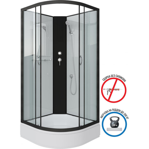 Душевая кабина Niagara Classic 100x100 см NG-6702-14BK, чёрный/прозрачное (безсиликоновая сборка) фото 2