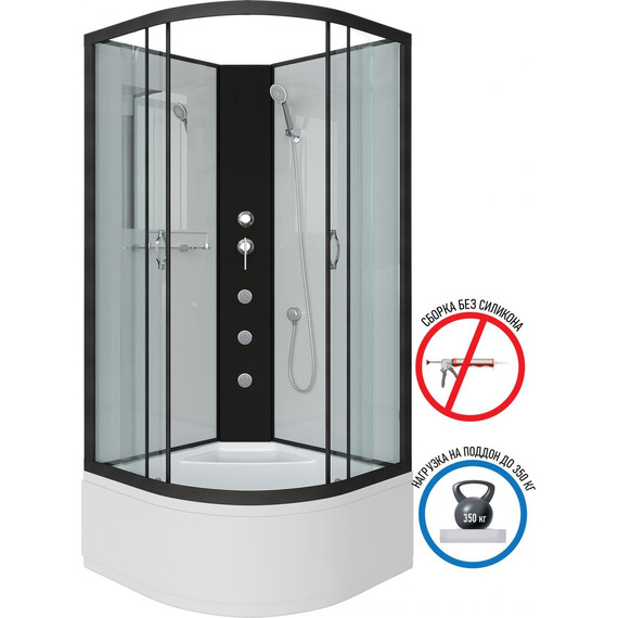 Гидробокс Niagara Classic 100x100 см NG-6709-14BKG, чёрный/прозрачное (безсиликоновая сборка) фото 2