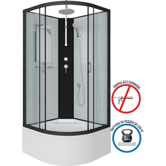 Душевая кабина Niagara Classic 100x100 см NG-6709-14BKT, чёрный/прозрачное (безсиликоновая сборка) - 2 Душевая кабина Niagara Classic 100x100 см NG-6709-14BKT, чёрный/прозрачное (безсиликоновая сборка) фото 2