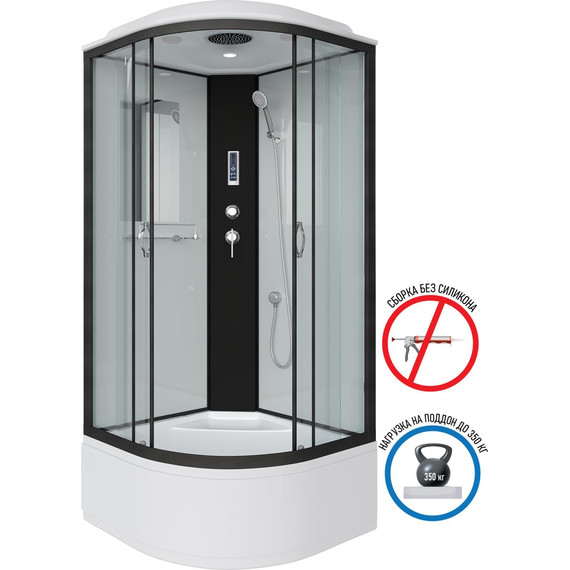 Душевая кабина Niagara Classic 100x100 см NG-6709-14P, чёрный/прозрачное (безсиликоновая сборка) - 2 Душевая кабина Niagara Classic 100x100 см NG-6709-14P, чёрный/прозрачное (безсиликоновая сборка) фото 2
