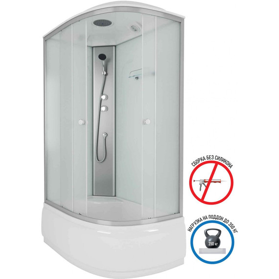 Душевая кабина Niagara Eco 120x80 см E120/80/40L/MT, хром матовый/матовое (безсиликоновая сборка) фото 