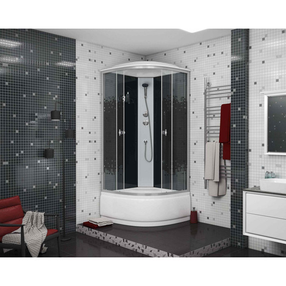 Душевая кабина Niagara Eco 100x100 см NG-7509-14BLACK, хром матовый/узор (безсиликоновая сборка) - 3 Душевая кабина Niagara Eco 100x100 см NG-7509-14BLACK, хром матовый/узор (безсиликоновая сборка) фото 3