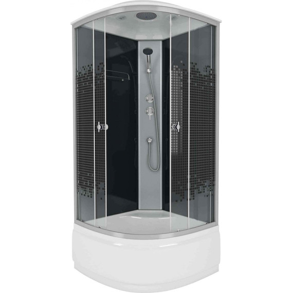 Душевая кабина Niagara Eco 100x100 см NG-7509-14BLACK, хром матовый/узор (безсиликоновая сборка) - 2 Душевая кабина Niagara Eco 100x100 см NG-7509-14BLACK, хром матовый/узор (безсиликоновая сборка) фото 2
