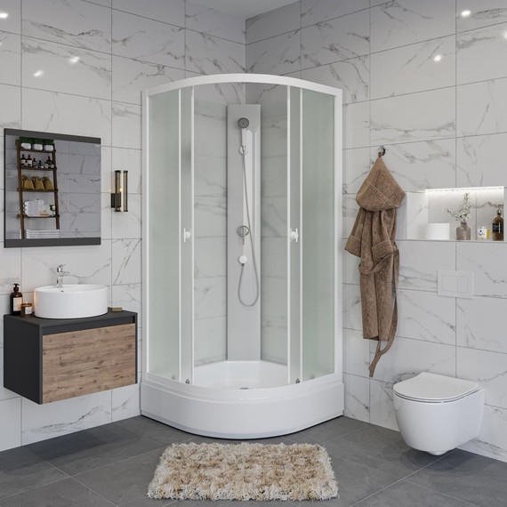 Душевая кабина Niagara Promo 80x80 см P80/26/MT/BK, белый/матовое (безсиликоновая сборка) фото 3