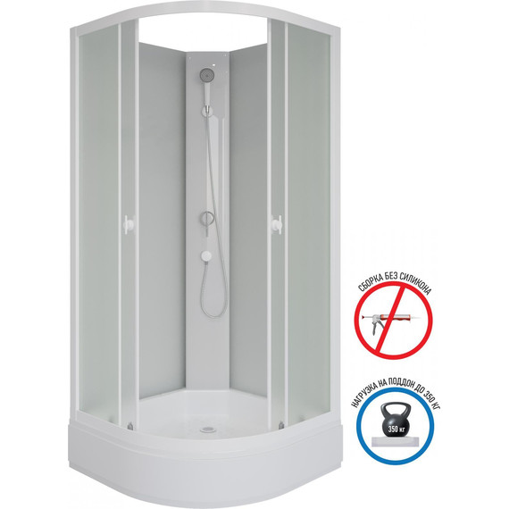 Душевая кабина Niagara Promo 80x80 см P80/26/MT/BK, белый/матовое (безсиликоновая сборка) фото 