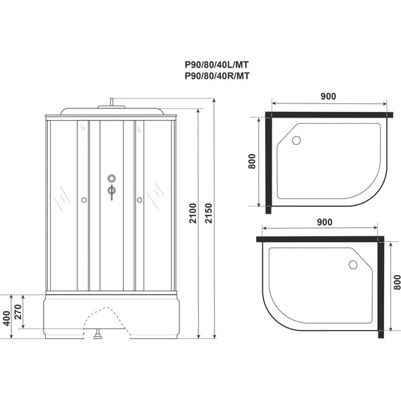 Душевая кабина Niagara Promo 90x80 см P90/80/40L/MT, белый/матовое (безсиликоновая сборка) фото 4
