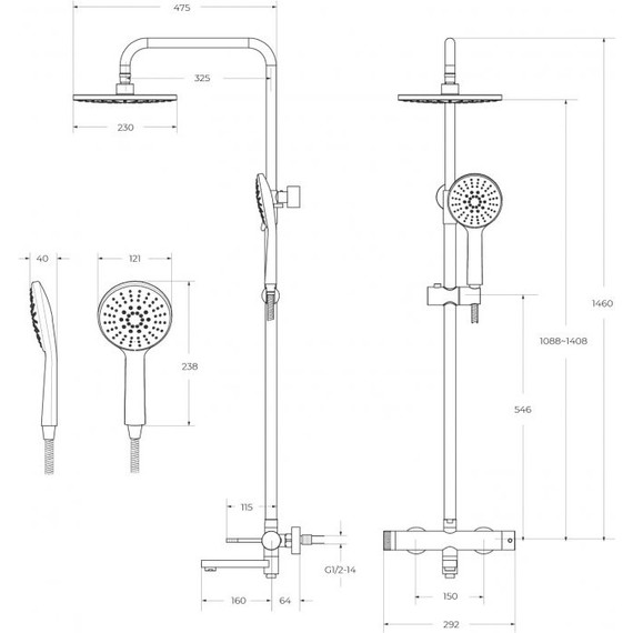 Душевая стойка Cezares RELAX-CVD-GM, оружейная сталь фото 8