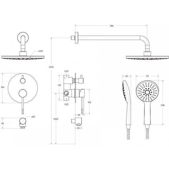 Душевая система для душа Cezares RELAX-DSET-BORO, брашированное золото, Цвет производителя: брашированное золото фото 8