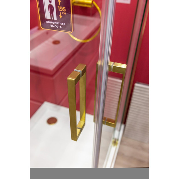 Душевое ограждение Cezares SLIDER-A-2-70/80-C-BORO (70-80)x(70-80) см (стекло 8 мм) брашированное золото/прозрачное фото 4