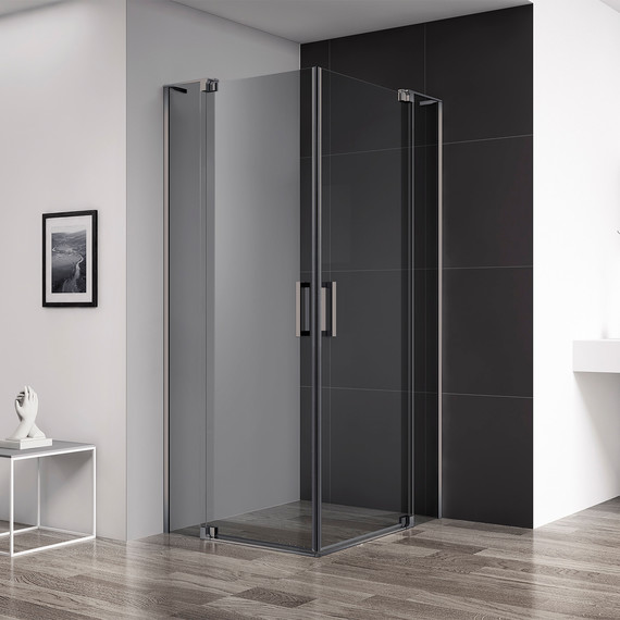 Душевое ограждение Cezares SLIDER-A-2-7080-GRIGIO-GM (70-80)x(70-80) см (стекло 8 мм) оружейная сталь/тонированное фото 2