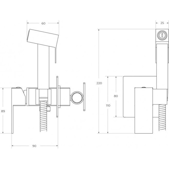 Набор для гигиенического душа Cezares SLIDER-DIF-GM (со скрытой частью), оружейная сталь, Цвет производителя: оружейная сталь фото 3