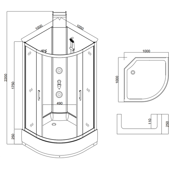 Гидробокс Taliente 100x100 см TA-100CW, белый/прозрачное фото 11