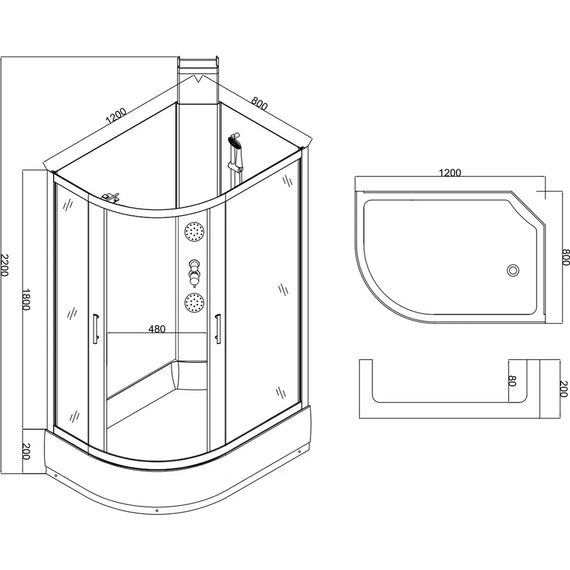 Гидробокс Taliente 120x80 см TA-128CB(R), чёрный/прозрачное - 9 Гидробокс Taliente 120x80 см TA-128CB(R), чёрный/прозрачное фото 9