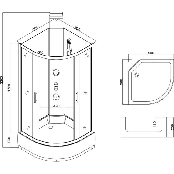 Гидробокс Taliente 90x90 см TA-99CW, белый/прозрачное фото 11