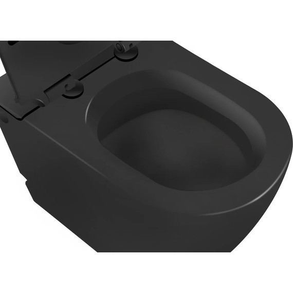 Унитаз приставной безободковый с импульсным смывом SantiLine SL-5030MB, чёрный фото 3
