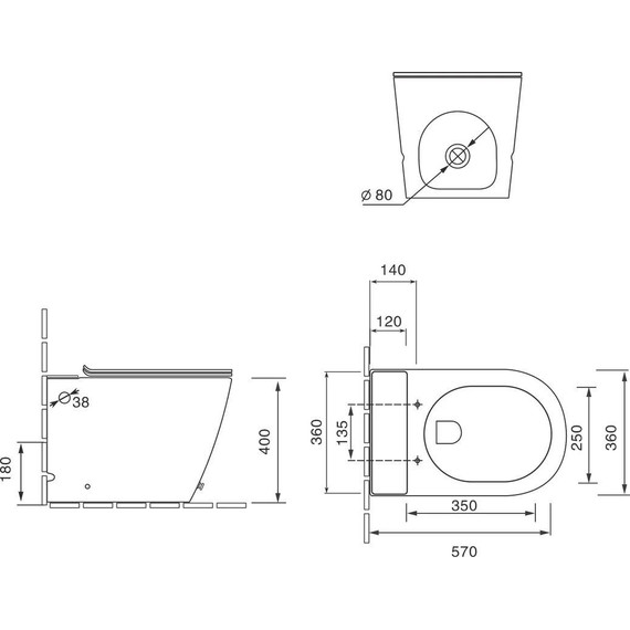 Унитаз приставной безободковый с импульсным смывом SantiLine SL-5030MB, чёрный фото 4