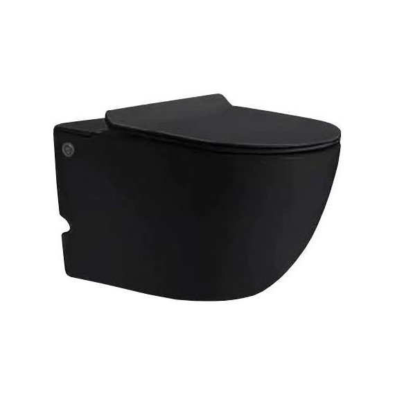 Унитаз подвесной безободковый с импульсным смывом SantiLine SL-5031MB (в комплекте с инсталляцией) чёрный, Цвет производителя: чёрный фото 