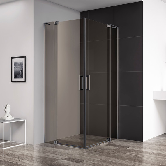 Душевое ограждение Cezares SLIDER-A-2-90/100-BR-GM (90-100)x(90-100) см (стекло 8 мм) оружейная сталь/тонированное фото 2