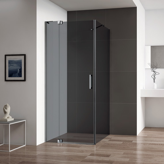 Душевое ограждение Cezares SLIDER-AH-1-80-100/110-GRIGIO-GM 100-110x80 см (стекло 8 мм) оружейная сталь/тонированное фото 2