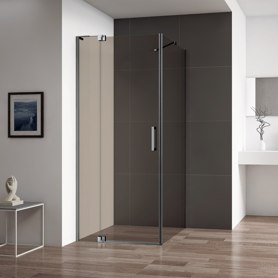 Душевое ограждение Cezares SLIDER-AH-1-80-70/80-BR-GM 70-80x80 см (стекло 8 мм) оружейная сталь/тонированное фото 2