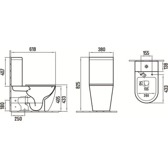 Унитаз-компакт CeramaLux Rimless 2166MB с крышкой микролифт, чёрный матовый, Цвет производителя: чёрный матовый фото 2
