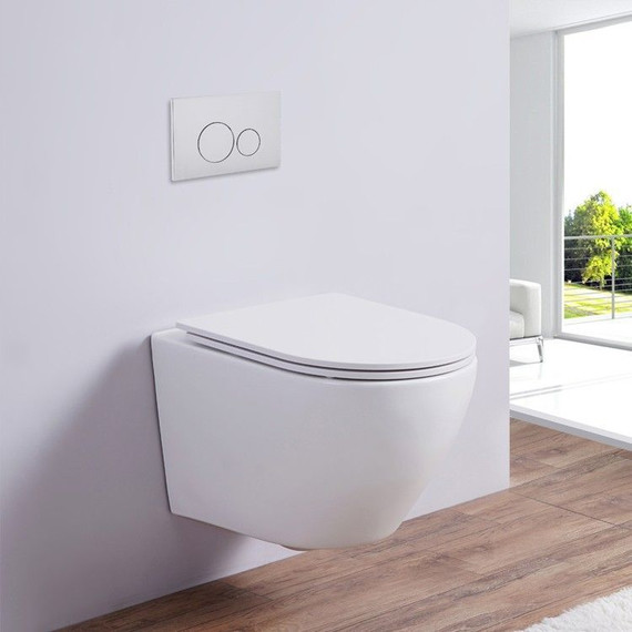 Унитаз подвесной CeramaLux Rimless 2197MW с крышкой микролифт, белый матовый фото 2