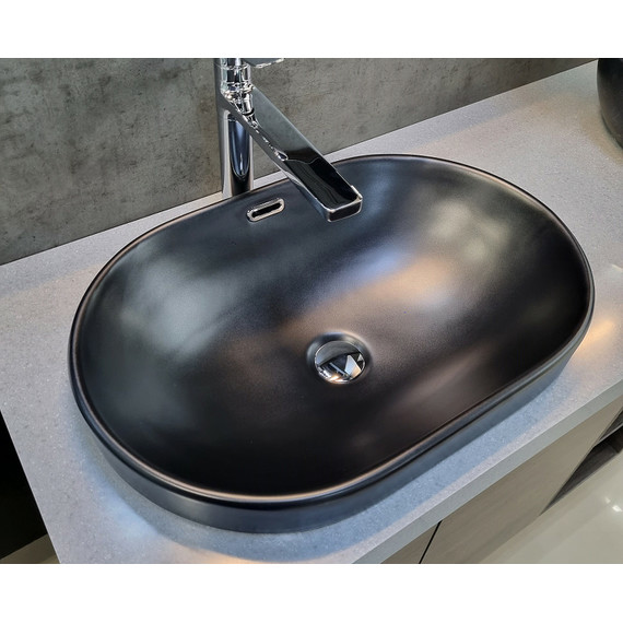 Раковина врезная на столешницу CeramaLux N 61 см 5006CMB, чёрный матовый фото 4
