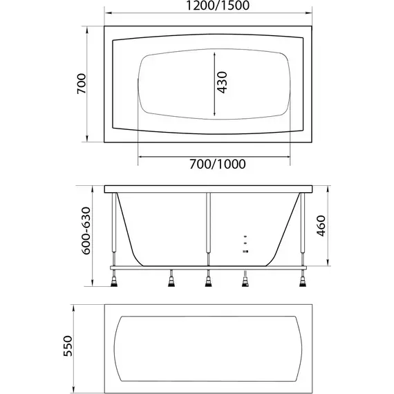 Ванна акриловая 1Marka Viola 120x70 см, Размер - мм: 1200х700 фото 7