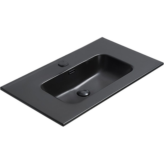 Раковина врезная на столешницу CeramaLux 80 см 9080MMB, чёрный матовый фото 2