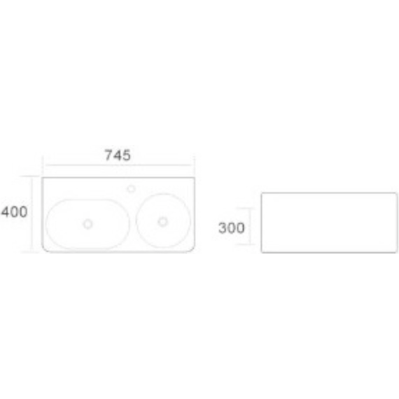 Раковина подвесная двойная CeramaLux 75 см A1006 - 2 Раковина подвесная двойная CeramaLux 75 см A1006 фото 2