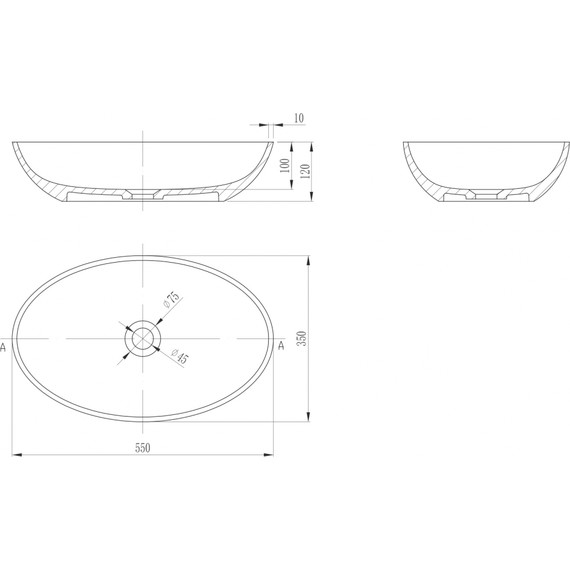 Раковина-чаша Abber Stein 55 см AS2635, белый матовый - 7 Раковина-чаша Abber Stein 55 см AS2635, белый матовый фото 7