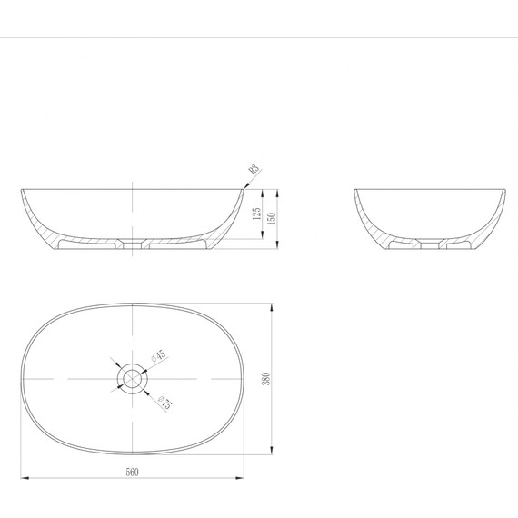 Раковина-чаша Abber Stein 56 см AS2636, белый матовый фото 7